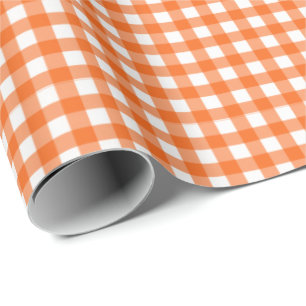 Papel De Presente Laranja  Papel Branco De Lavagem De Gingham