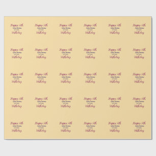 Papel De Presente Laranja pastél feliz aniversário de 30 anos nome d