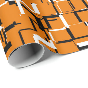Papel De Presente Laranja Preto Branco LEGAL