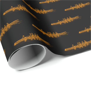 Papel De Presente Laranja Preto Remo Remadores Tripulação Equipe Esp