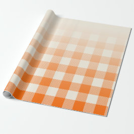 Papel De Presente Laranja Única e Creme Peek-A-Boo Plaid de Búfalo
