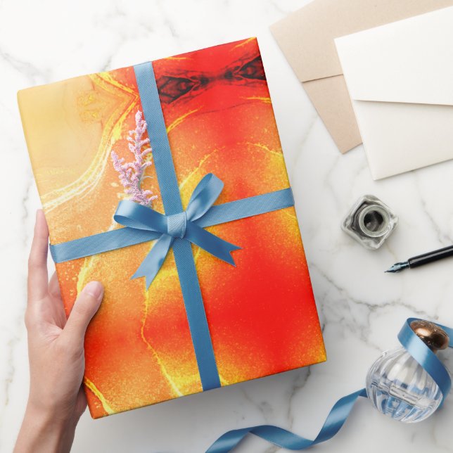 Papel De Presente Laranja Vermelho bege Amarelo Abstrato (Presentear)
