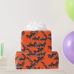 Papel De Presente Laranja zebra selvagem moderna