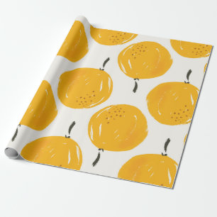Papel De Presente Laranjas aquarelas fruta ilustração manual pinta