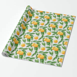 Papel De Presente Laranjas aquarelas ou tangerinas