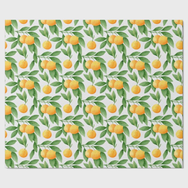 Papel De Presente Laranjas aquarelas ou tangerinas (Barra)
