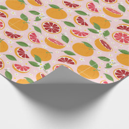 Papel De Presente Laranjas e rosas claro de citrinos