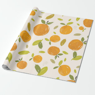 Papel De Presente Laranjas pintadas à mão design de fruta de padr