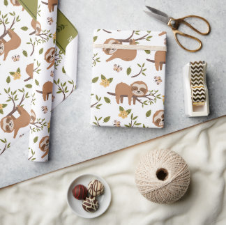 Papel De Presente Largas bonitas que dormem em ramificações de árvor