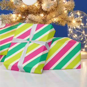 Papel De Presente Largas e Coloridas Estirpes Vermelhos do Natal Mod