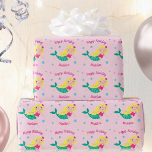 Papel De Presente Lavagem de Aniversário Personalizado Rosa e Bonit