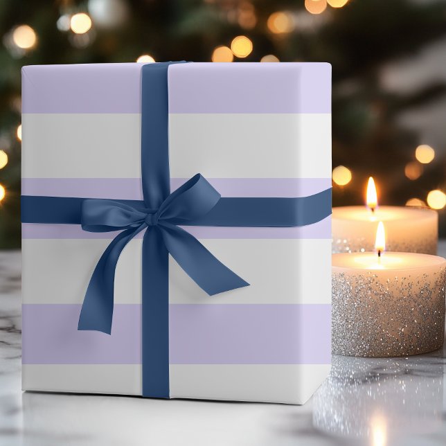 Papel De Presente Lavanda Azul e Branco - Horizontal Strike (Criador carregado)