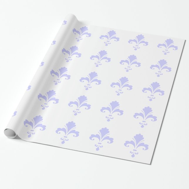 Papel De Presente Lavanda Azul Fleur-de-lis (Desenrolado)