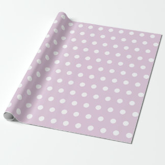 PAPEL DE PRESENTE LAVANDA COM BOLINHAS BRANCAS PERSONALIZADO SIMPLES