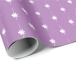 Papel De Presente Lavanda de Natal com flocos de neve brancos e boni