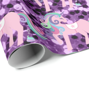 Papel De Presente Lavanda do bebê do Sequin do rosa do brilho de