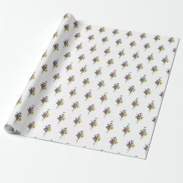 Papel De Presente Lavanda e Design Botânica Amarelo