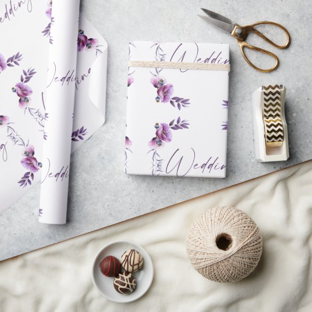 Papel De Presente Lavanda Floral Wedding (Artesanato)