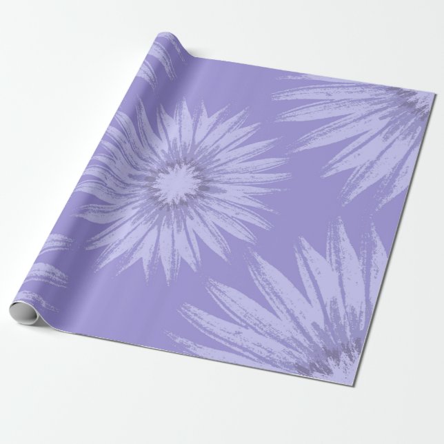 Papel De Presente Lavanda Girassóis em Roxo (Desenrolado)