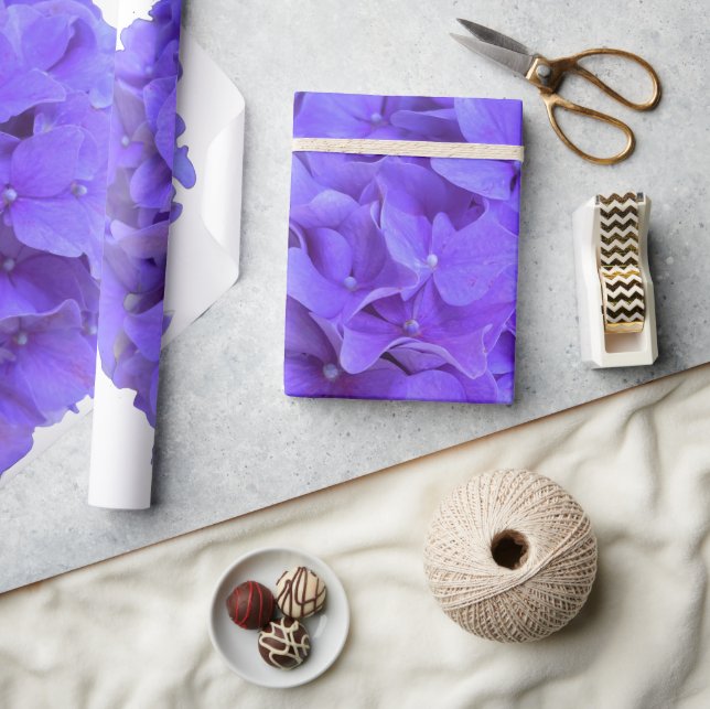 Papel De Presente Lavanda lilás púrpura Hidrópias Púrpuras Flores (Artesanato)