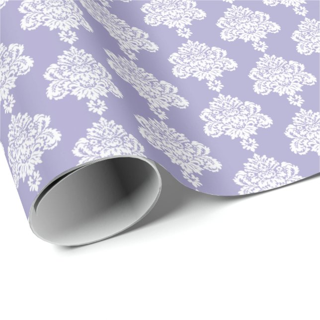 Papel De Presente Lavanda | Papel branco para enrolamento de Damasco (Ponta do rolo)