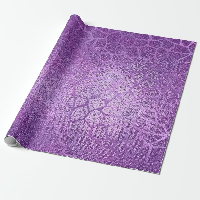 Papel De Presente Lavanda Roxo Ametist Plum Glam Giraffe Animal (Desenrolado)