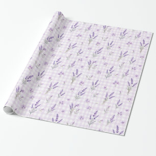 Papel De Presente Lavanda Roxo Xadrez Aguarela Floral Presente Emb