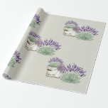 Papel De Presente Lavanda Rústica Vintage Neutral<br><div class="desc">Papel de enrolamento neutro de Lavanda de Imagem Russa com Cores Aquáticas.</div>