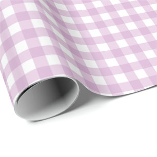 Papel De Presente Lavanda simples Xadrez roxa