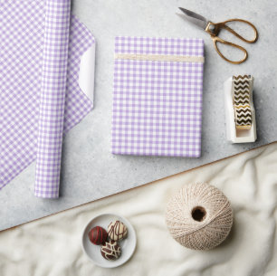 Papel De Presente Lavanda Suave Clássica Gingham