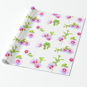 Papel De Presente Lavandas E Flores Rosa
