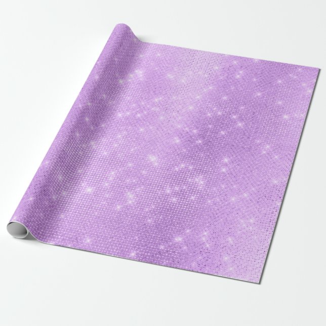 Papel De Presente Lavande Roxo Ametist Plum Sequências Sparkly (Desenrolado)