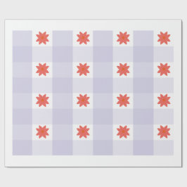 Papel De Presente Lavender Gingham Floral Pattern Wrapping Paper