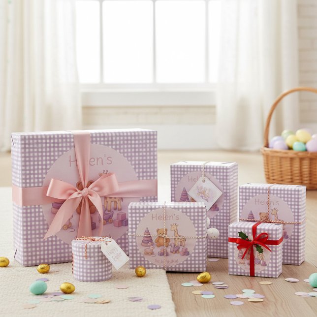 Papel De Presente Lavender Gingham Wrapping Paper (Criador carregado)