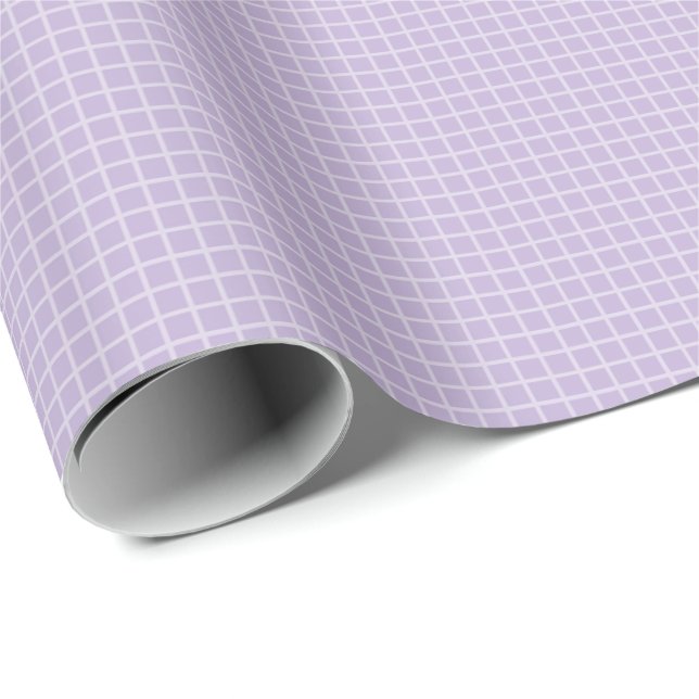 Papel De Presente Lavender Grid Pattern for Birthday, Minimalist  (Ponta do rolo)