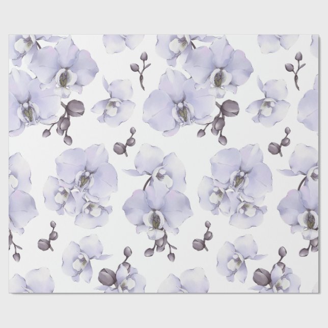 Papel De Presente Lavender Orchid Baby Shower Wrapping Paper (Aberto)