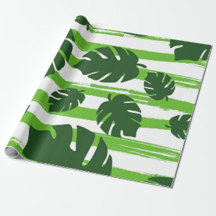 Papel De Presente Lea de palma tropical exótica da selva de impressã