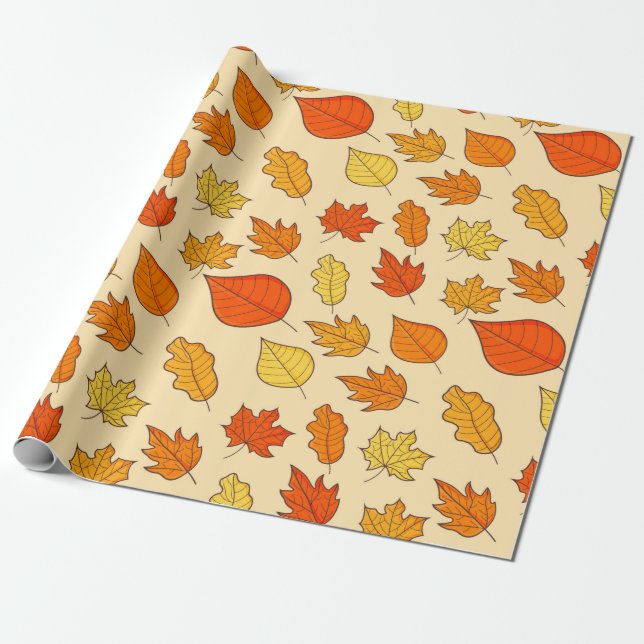 Papel De Presente Leaf Concept Pattern. Leaf Fall and Autumn Symbol, (Desenrolado)