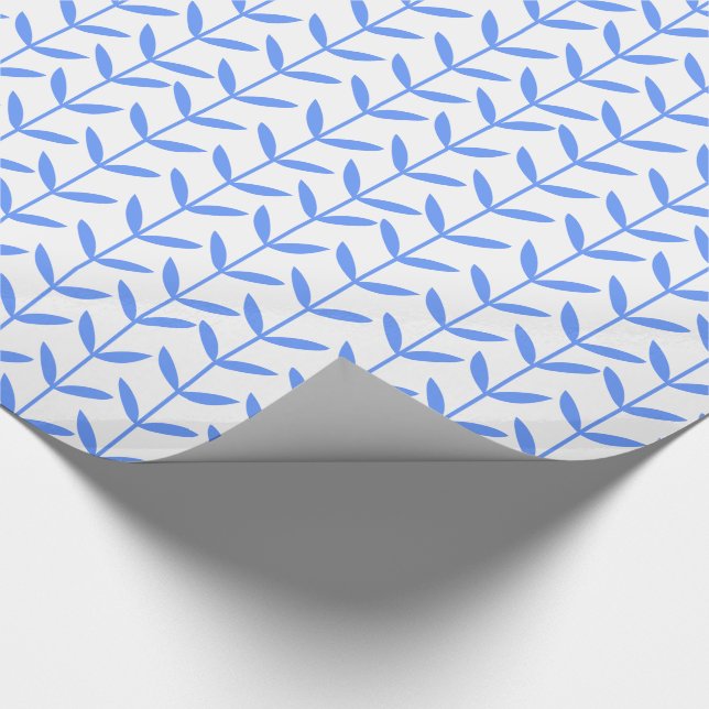 Papel De Presente Leaf Stems - Baby Blue on White (Ponta)
