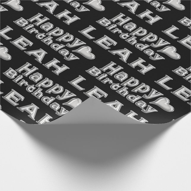 Papel De Presente Leah Happy Birthday silver black Geschenk papier (Ponta)