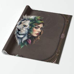 Papel De Presente Leão Branco e Mulher