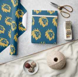 Papel De Presente Leão com Coroa - Estilo Dourado 1