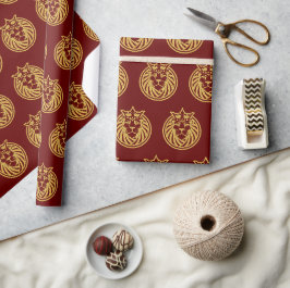 Papel De Presente Leão com Coroa - Estilo Dourado 4