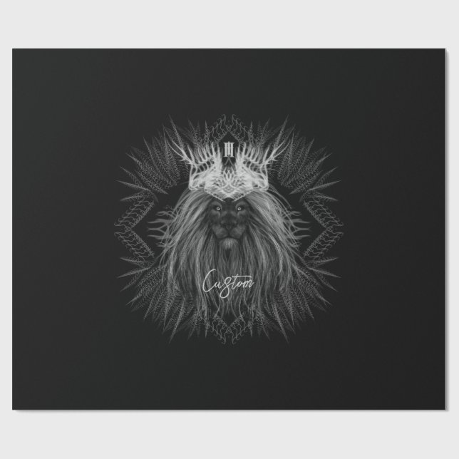 Papel De Presente Leão com Monograma Coroa (Aberto)