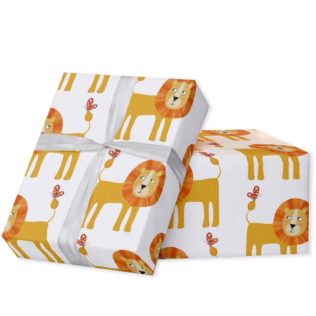 Papel De Presente Leão de Cute (Fun lion pattern gift wrapping paper )