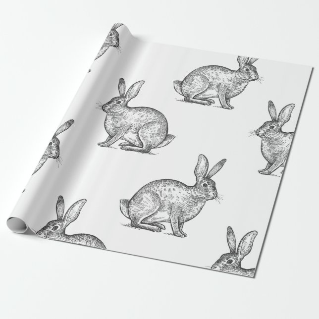 Papel De Presente Lebre ou coelho. Padrão sem costura com animais da (Desenrolado)