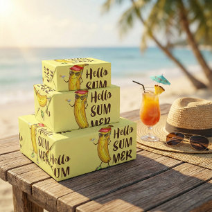 Papel De Presente Legal Banana Hello Summer Funny Fruta tropical