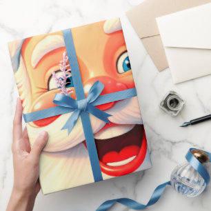 Papel De Presente Legal e Amável Close-Up Papai Noel Natal