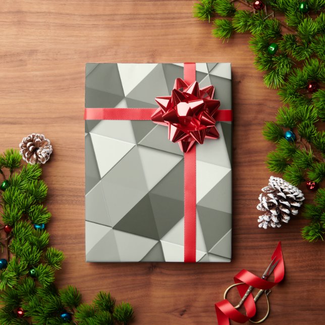 Papel De Presente Legal Escala de Cinza triângulos geométricos (Presente de Natal)