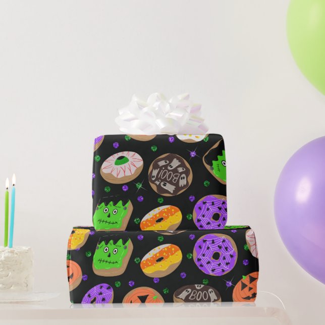 Papel De Presente Legal Glitter Confetti Rosquinha Halloween (Presentes para festas)
